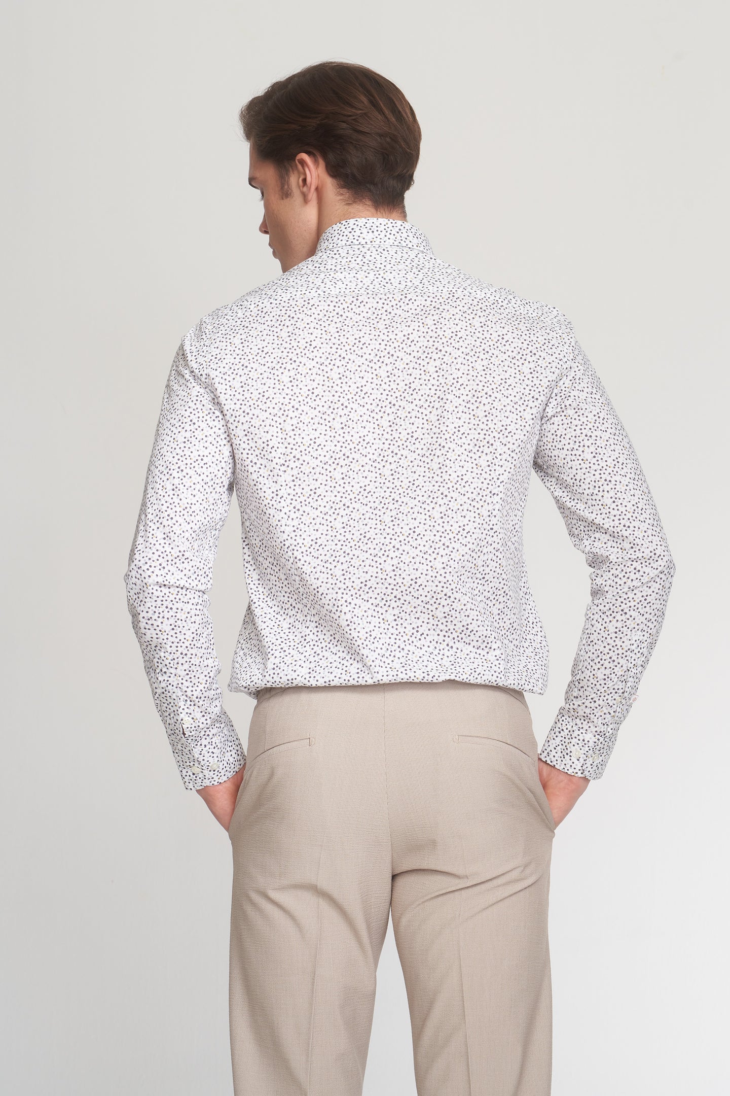 Grey White Dotted Shirt